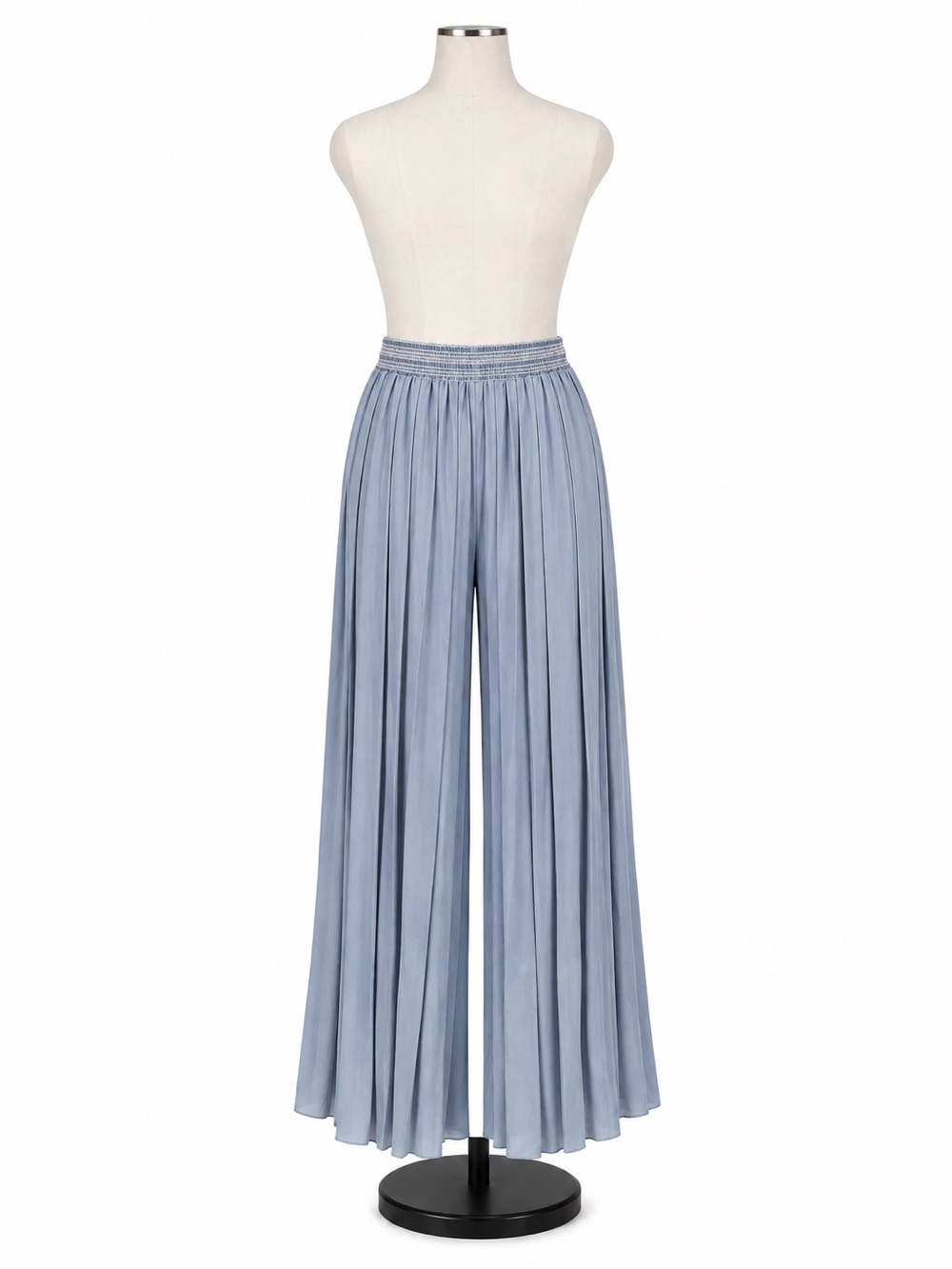 Geisha Designs Blue Pleated Palazzo Pants Size Small Elastic Waist Wide Leg